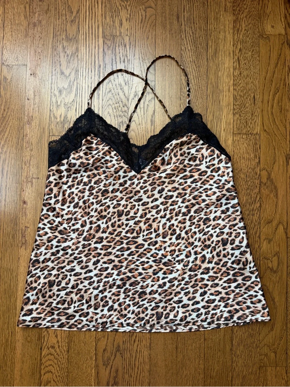 Leopard Print Lace Trim Cami Y2K Animal Print S